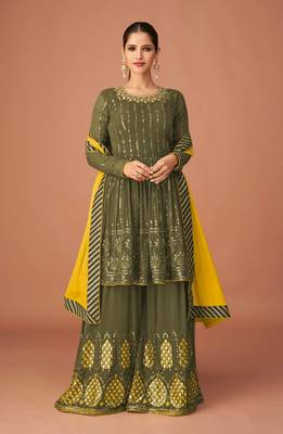 Mehendi thread embroidery georgette salwar 1