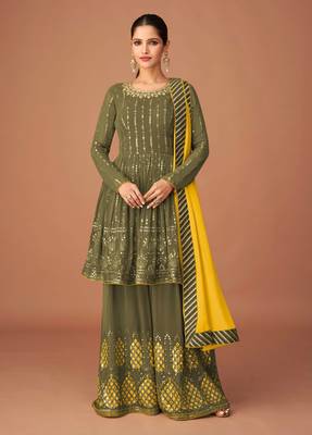 Mehendi thread embroidery georgette salwar 2
