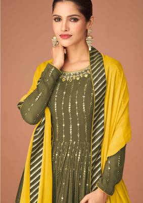 Mehendi thread embroidery georgette salwar 3
