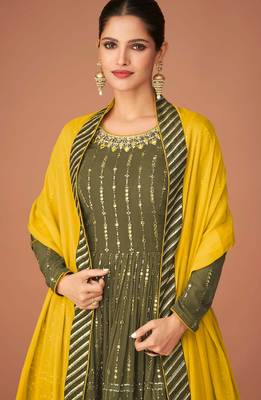 Mehendi thread embroidery georgette salwar 4