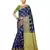 Leeza Store Women's Navy Blue Silk Blend Jacquard Golden Zari Border Tassels Banarasi StyleStyle Saree