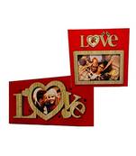 International Gift Synthetic Wood Love Shape Photo Frame  Set of 2