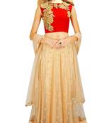 Peach embroidered Net readymade-lehenga-cholis
