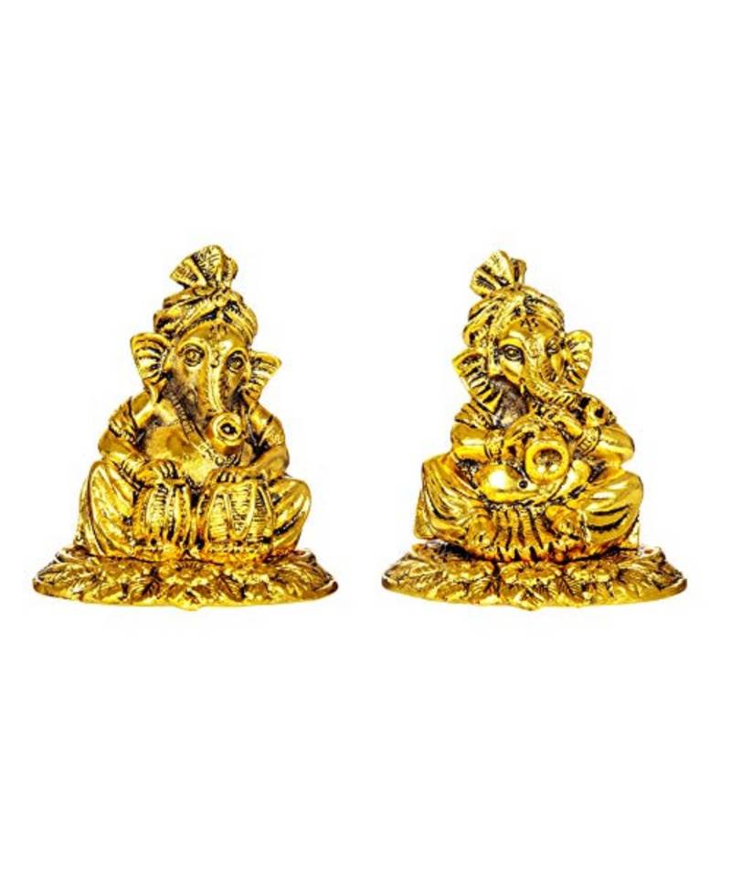 International Gift Aluminium Ganesha Idol with Shehanais and Tabla with Velvet Box