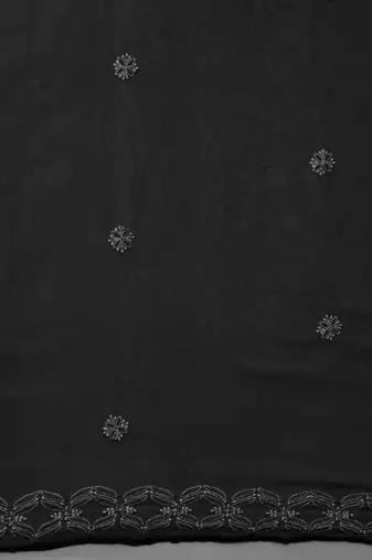 Handmade Black Georgette Lucknowi Chikankari Indian Women Saree With Blouse