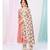 Puce Pink or White Kurti Pant with Dupatta in Chinon Silk