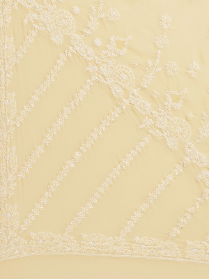 Ada Hand Crafted Lemon Georgette Lucknowi Chikankari Indian Women Saree With Blouse -  A183608 4