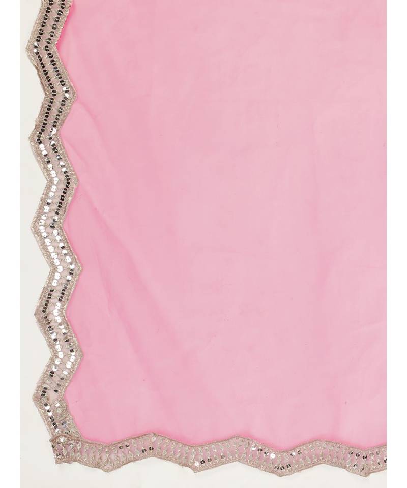 Bubblegum Pink Readymade Sequence Georgette Anarkali Suit