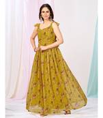 Mustard Yellow Floral Designer Anarkali Suit