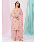 Baby Pink Readymade Georgette Palazzo Suit