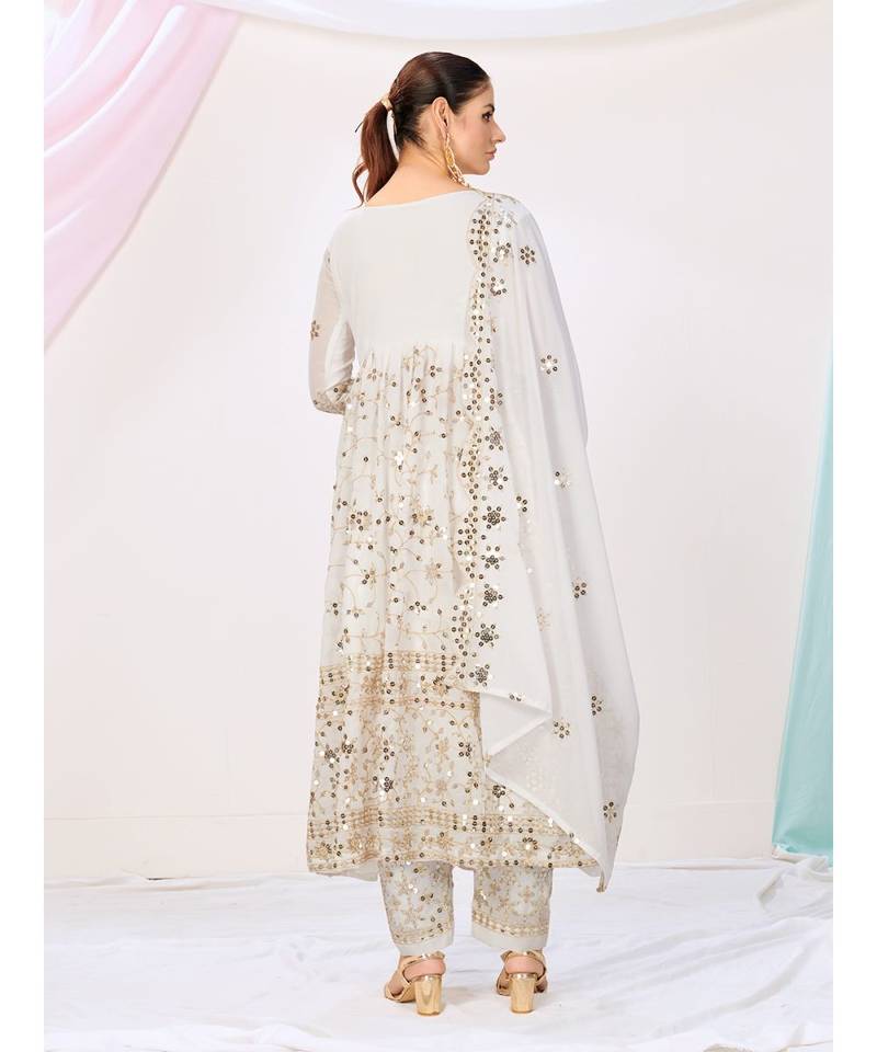 Snow White Pakistani Sharara Suit In Georgette