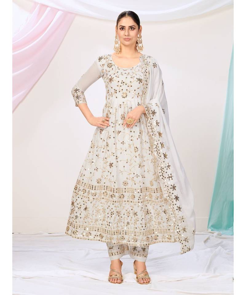Snow White Pakistani Sharara Suit In Georgette