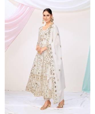 Snow White Pakistani Sharara Suit In Georgette 1