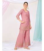 Candyfloss Pink Readymade Georgette Palazzo Suit