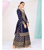 Royal Blue Readymade Georgette Palazzo Suit