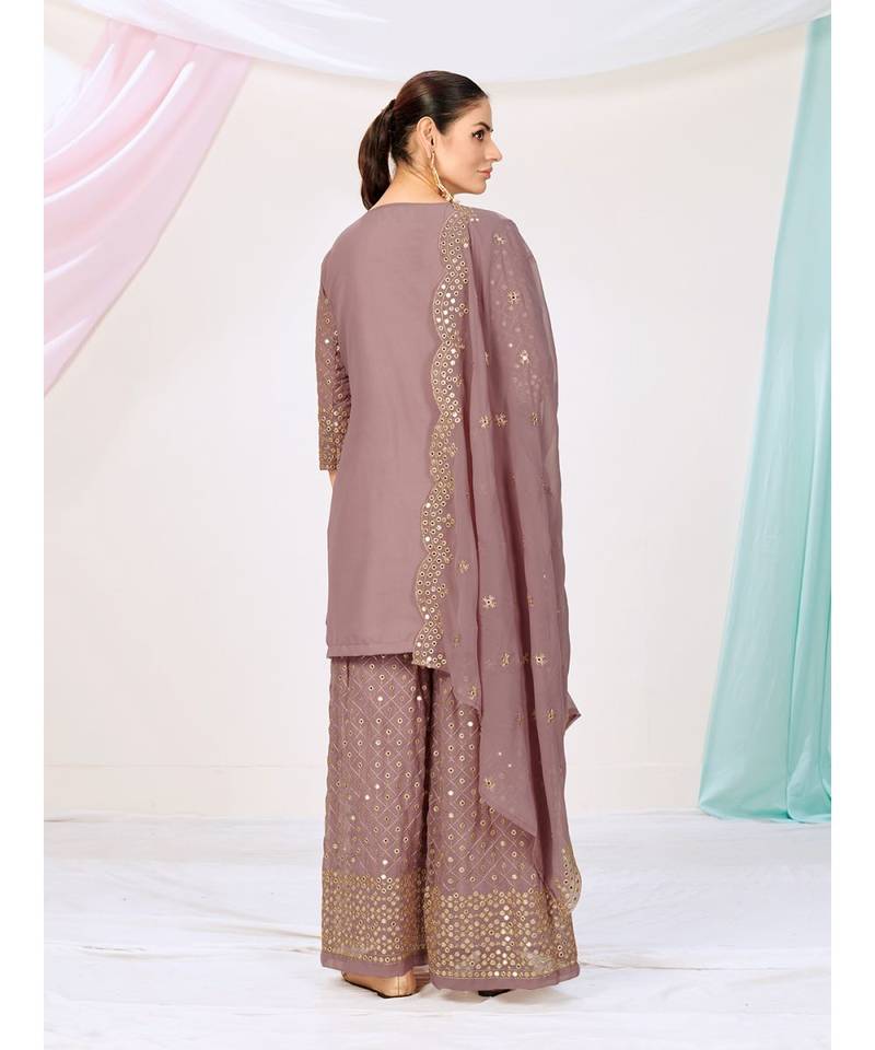 Mauve Purple Readymade Georgette Palazzo Suit