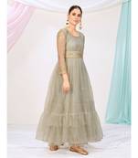 Silver Grey Readymade Sequence Anarkali Suit