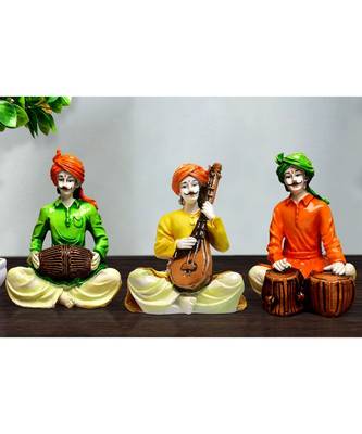 Karigaari India Polyresine Set of  3 men Rajasthani Showpiece for Home Decor 1
