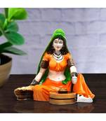 Karigaari India Polyresine  Chakki women Rajasthani Showpiece for Home Decor