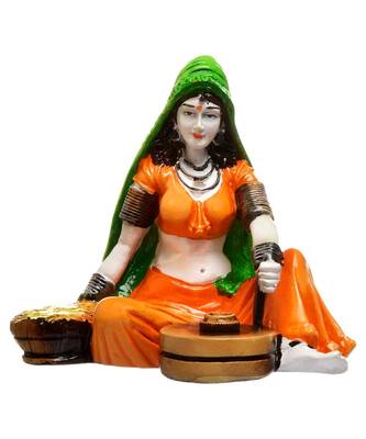Karigaari India Polyresine  Chakki women Rajasthani Showpiece for Home Decor 2