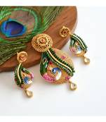 Antique Gold Replica Peacock Meenakari Pendant Set dj-05727