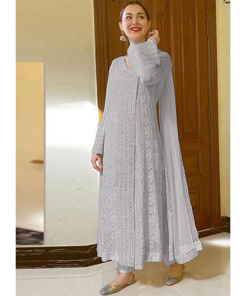 Light Grey Georgette Pakistani Salwar Kameez