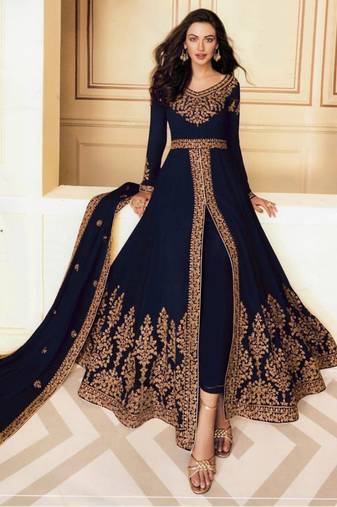 Navy Blue Georgette Anarkali Salwar Kameez