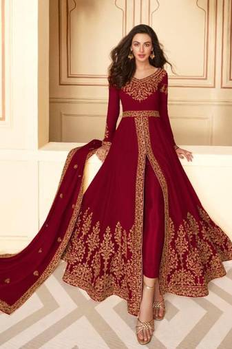 Red Georgette Anarkali Salwar Kameez