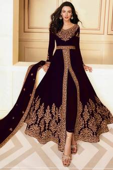 Dark Wine Georgette Anarkali Salwar Kameez