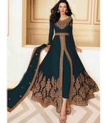 Teal Georgette Thread Embroidered Anarkali Suit