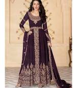 Dark Wine Georgette Anarkali Salwar Kameez