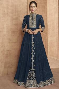 Navy Blue Georgette Anarkali Salwar Kameez