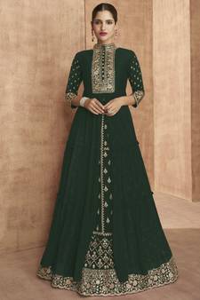 Dark Green Georgette Anarkali Salwar Kameez