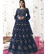 Royal Blue Multi Embroidered Festive Anarkali Suit