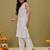 Hand Embroidered White Faux Georgette Lucknow Chikankari Women Kurta With Slip