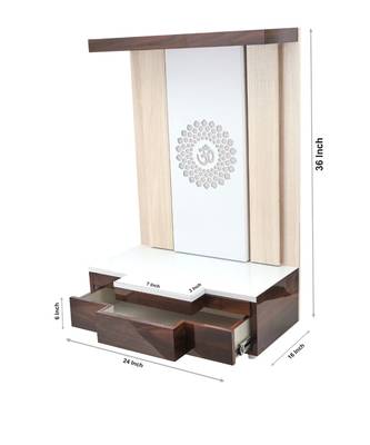 Office with LED Light MDF PVC Laminated Puja Mandir |Wall Hanging & Table Top Home Mandir  Size: 36 x 16 x 24 es 1