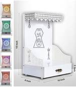 Office with Multi Color LED Light MDF PVC Laminated White Temple Puja Mandir |Wall Hanging & Table Top Home Mandir