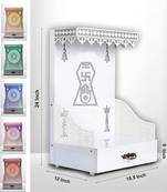 Office with Multi Color LED Light MDF PVC Laminated White Temple Puja Mandir |Wall Hanging & Table Top Home Mandir