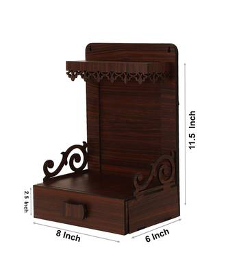 SANGAM AD Wooden Temple with LED Light for Home and Office Puja Mandir | Wall Hanging & Table Top Home Mandir Dark 1