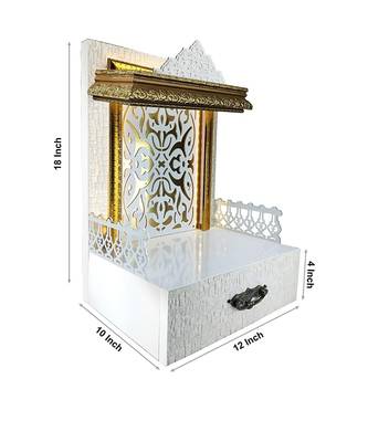Sangam Ad WPC White Texture Wooden Temple with LED Light for Home & Office Temple | Pooja Mandir (Size 12X10X18 ) 1