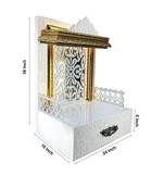 SANGAM AD Wpc With Pvc Laminated Wooden Temple With Led Light, White, 1 Piece