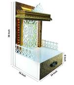 SANGAM AD Wpc With Pvc Laminated Wooden Temple With Led Light, White, 1 Piece