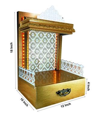 Sangam Ad WPC White Texture Wooden Temple with LED Light for Home & Office Temple | Pooja Mandir (Size 12X10X18 ) 1
