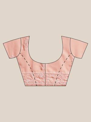 Ada Hand Crafted Peach Faux Georgette Lucknowi Chikankari Indian Women Saree with Blouse - A191789 6