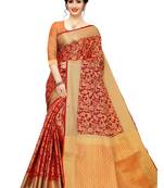 Leeza Store Women'S Green Cotton Silk Blend Jacquard Golden Zari Floral Ethnic Motifs Paisley Patola Style Saree 