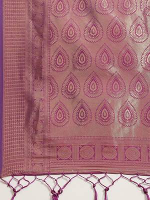 SAREE MALL Women's ART Silk Purple Woven Design Woven saree With Blouse Piece 4
