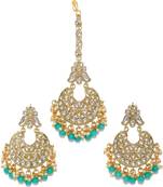 Simply yours,Necklace, Earring & Maang Tikka Set(Peach)