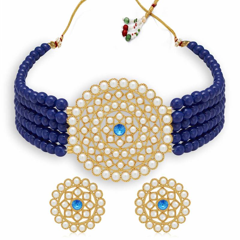Simply Yours,Necklace, Earring & Maang Tikka Set(Red)