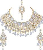 Simply Yours,Necklace, Earring & Maang Tikka Set (Gold)