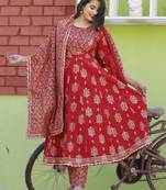 Women's Beautiful Rayon Printed Kurta With Pant  And Dupatta Sets